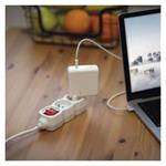 Predlžovací kábel Emos 3 m / 2 zásuvky / s vypínačom / biely / PVC / 1 mm2