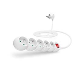 Predlžovací kábel IT 230 V, 5 zásuviek, 3 m, s vypínačom (biely)