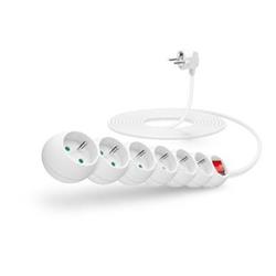 Predlžovací kábel IT 230 V, 6 zásuviek, 5 m, s vypínačom (biely)