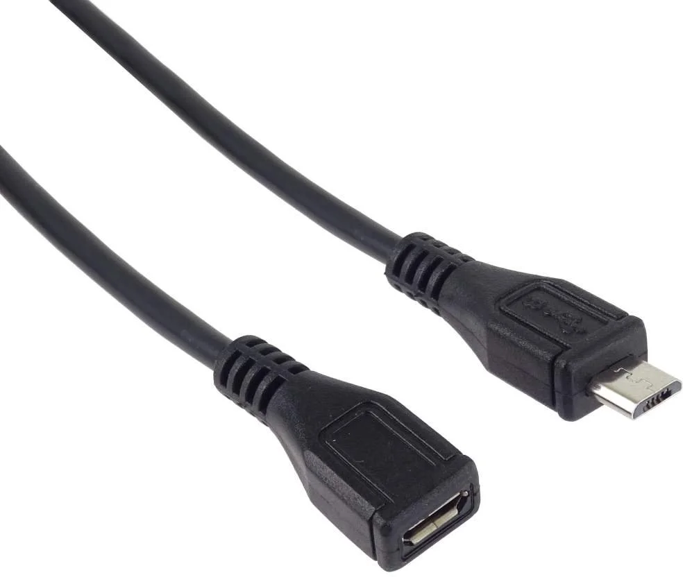 Predlžovací kábel PremiumCord micro USB 2.0 samec - samica, čierny 2 m