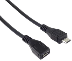 Predlžovací kábel PremiumCord micro USB 2.0 samec - samica, čierny 2 m