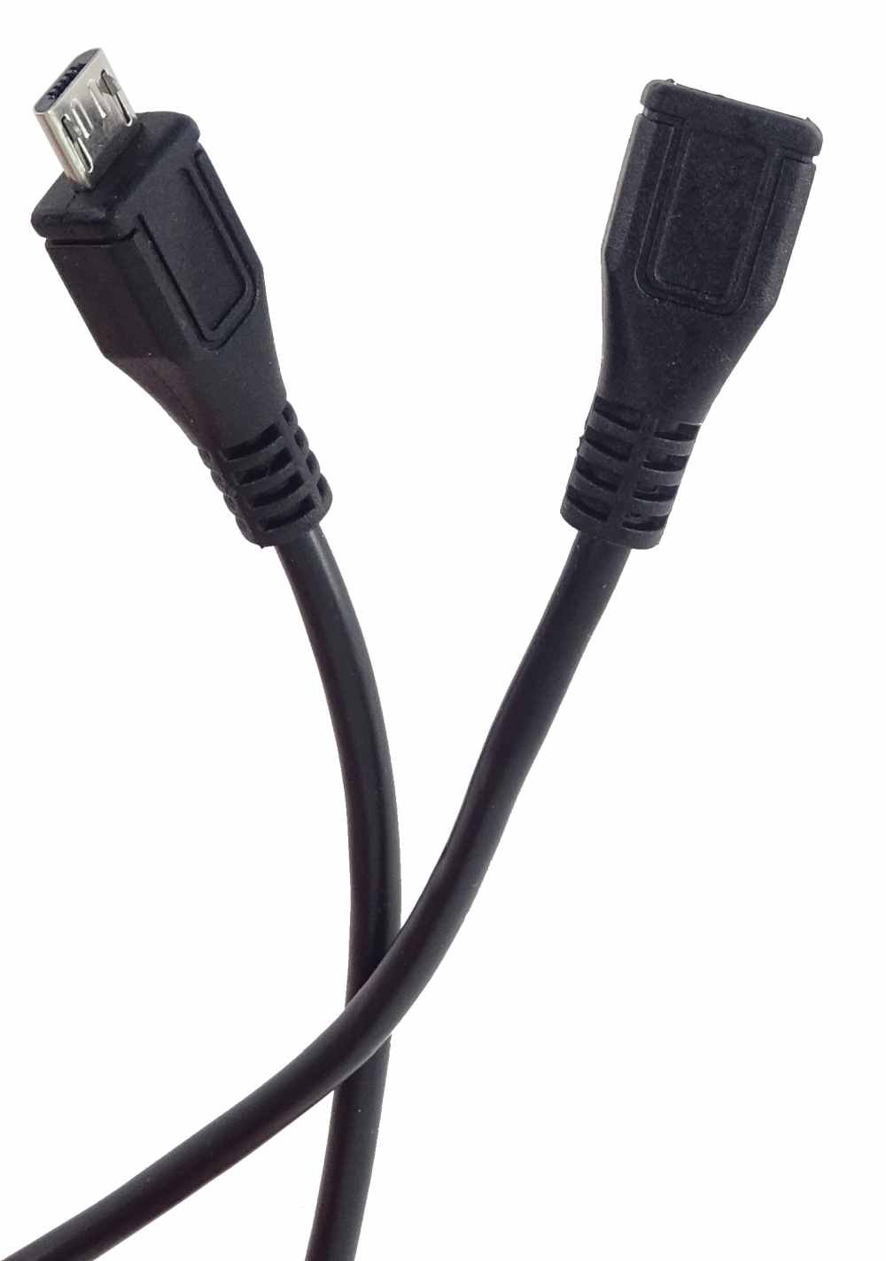 Predlžovací kábel PremiumCord microUSB 2.0 samec-samica, čierny 5 m