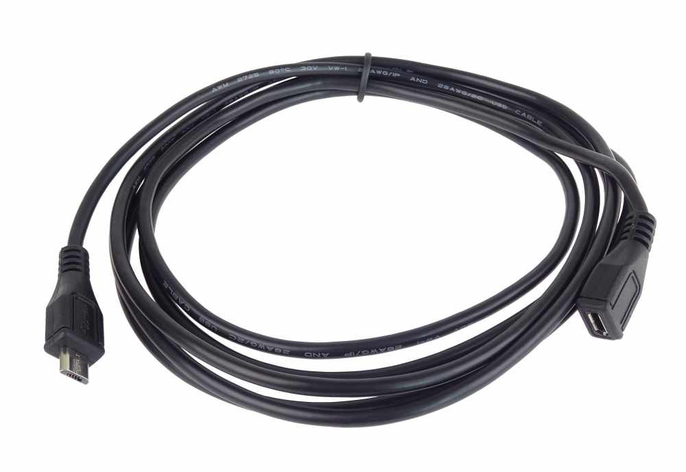 Predlžovací kábel PremiumCord microUSB 2.0 samec-samica, čierny 5 m