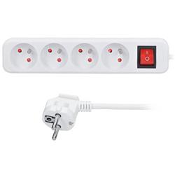 Predlžovací kábel Solight, 4 zásuvky, biely, vypínač, 5 m