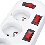 Predlžovací kábel Solight, 5 zásuviek, biely, 6x vypínač, 3 m