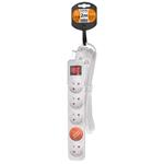 Predlžovací kábel Solight, 5 zásuviek, biely, vypínač, 2 m