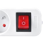 Predlžovací kábel Solight, 5 zásuviek, biely, vypínač, 3 m