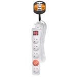 Predlžovací kábel Solight, 5 zásuviek, biely, vypínač, 5 m