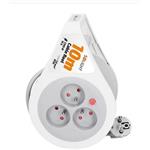Predlžovací kábel Solight bubon 10 m, 3 zásuvky, sivý kábel, 3x 1,0 mm2