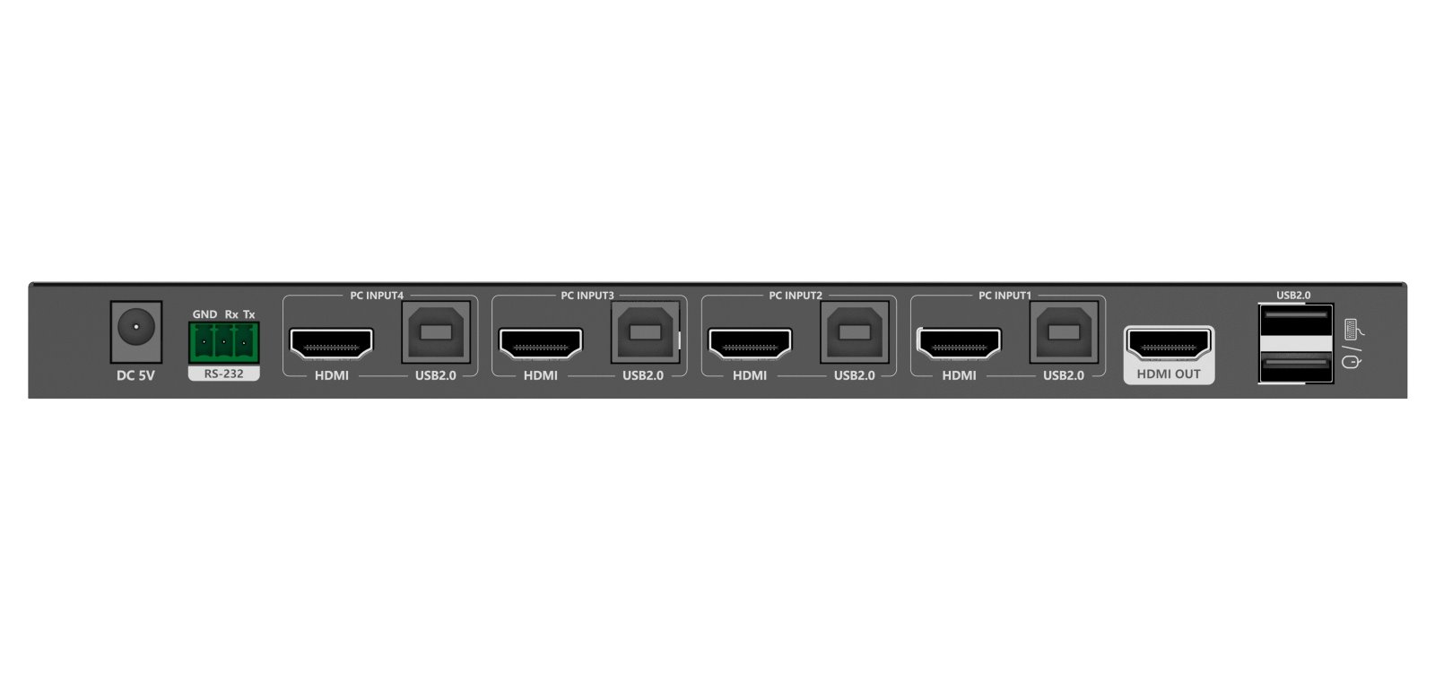PremiumCord 4K@60Hz HDMI2.0 KVM switch 4:1 s dálkovým ovladačem
