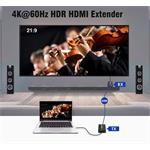 PremiumCord 4Kx2K@60Hz HDMI2.0 extender na 60 m cez jeden kábel Cat6/6a/7