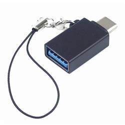 PremiumCord Adaptér USB-C male - USB3.0 A female, OTG, černý s očkem na zavěšení