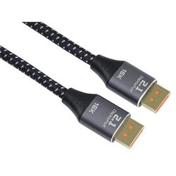 PremiumCord DisplayPort 2.1 kabel, 16K@60Hz,8K@120Hz,4K@240Hz,165Hz,144Hz kovové a zlacené konektory, 1,5m