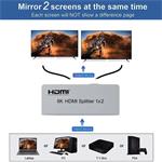 PremiumCord HDMI 2.1 splitter 1-2 porty, 8K@60Hz, 4K@120Hz, 1080p, HDR