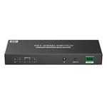 PremiumCord HDMI switch 4:1 s podporou rozlišení 8K@60Hz,4K@120Hz, 1080P, HDR, s ovládáním tlačítkem a dálkovým ovladačem