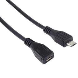 PremiumCord Kabel prodlužovací micro USB 2.0 male-female, černý 2m