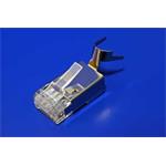 PremiumCord Konektor RJ 45 stíněný, Cat6, na silný drát AWG23, skládaný