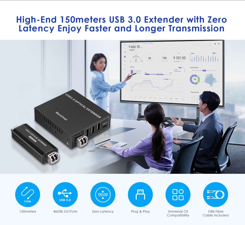 PremiumCord kuext5 – optický predlžovací kábel USB 3.2, 150 m