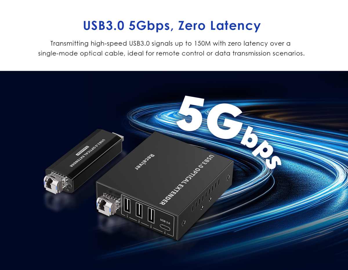 PremiumCord kuext5 – optický predlžovací kábel USB 3.2, 150 m