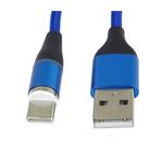 PremiumCord Magnetický nabíjací a dátový kábel micro USB a USB-C 1 m, modrý