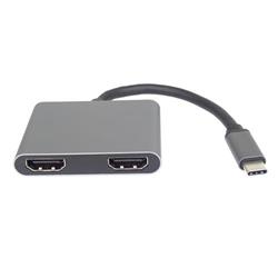 PremiumCord MST adaptér USB-C na 2x HDMI, USB3.0, PD, rozlišení 4K a FULL HD 1080p