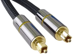 PremiumCord Optický zvukový kábel Toslink, OD:7 mm, zlaté kovové prevedenie + nylon 3 m