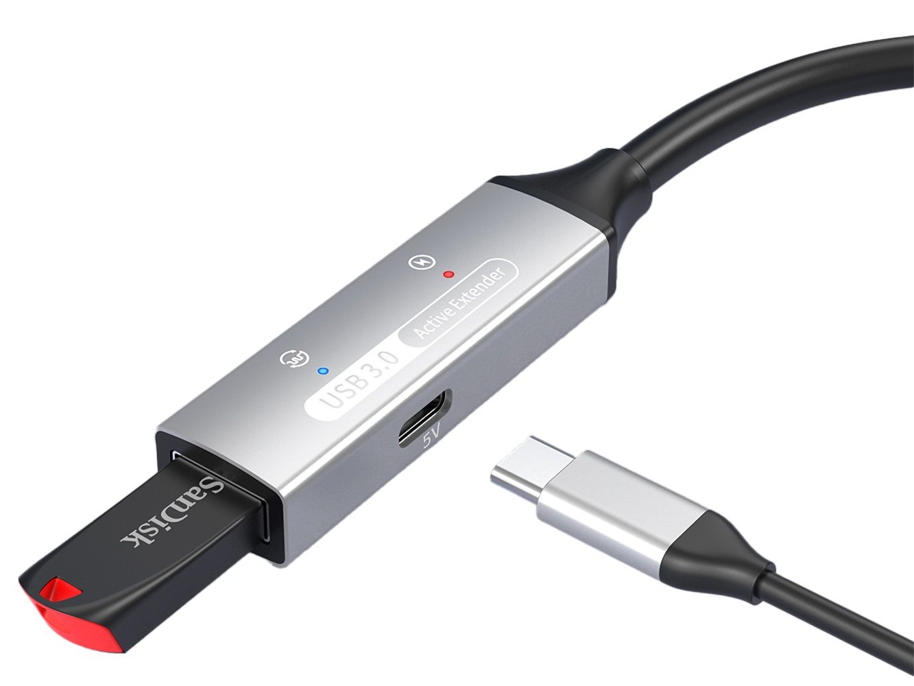 PremiumCord USB 3.2 repeater a prodlužovací kabel Male-Female, 5Gbps Aluminium 20m