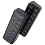 PremiumCord USB 3.2 Superspeed HUB 7-portový s prepínačmi portov