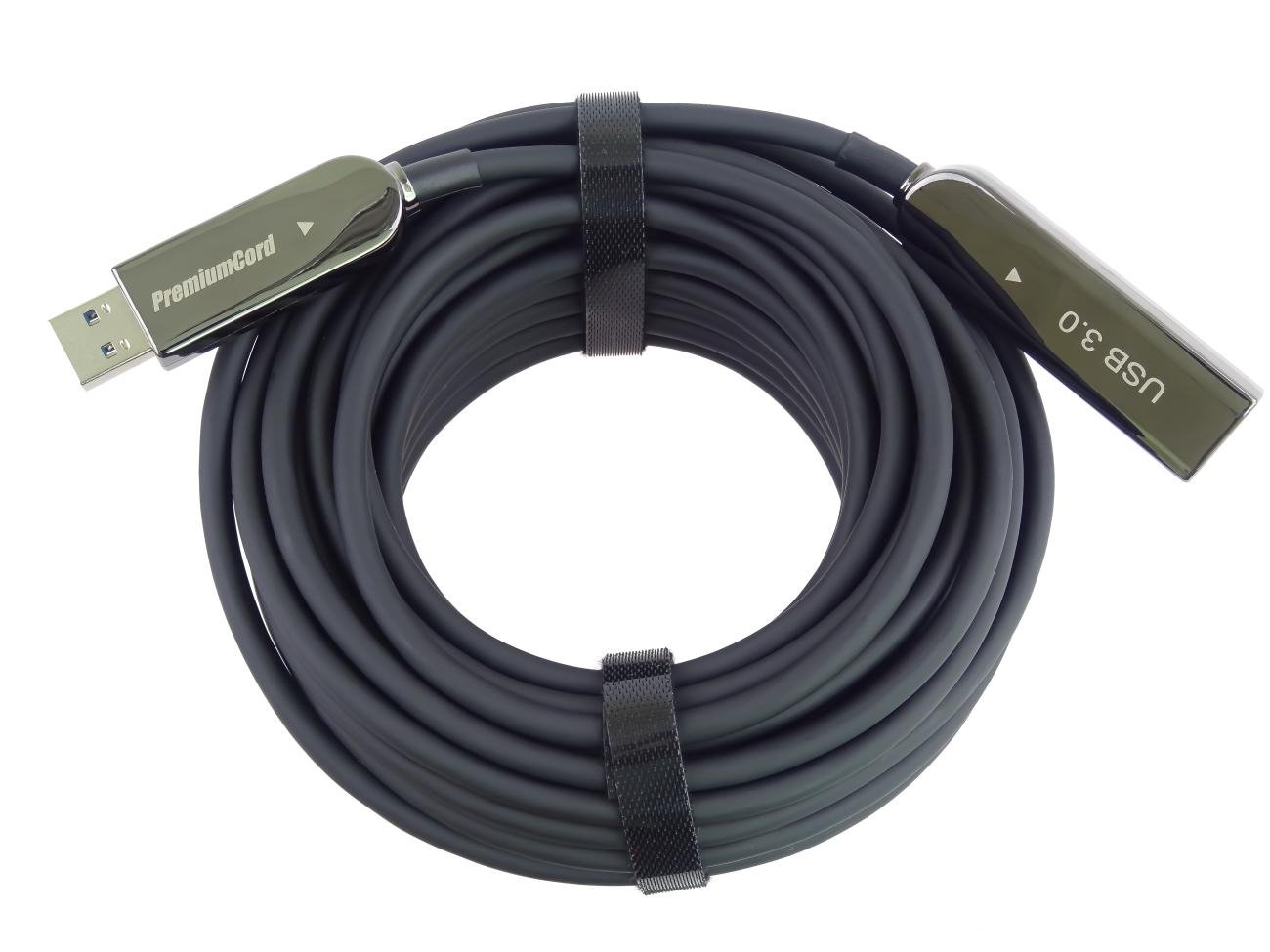 PremiumCord USB3.0 + 2.0 predlžovací optický AOC kábel A/Male - A/Female 30 m