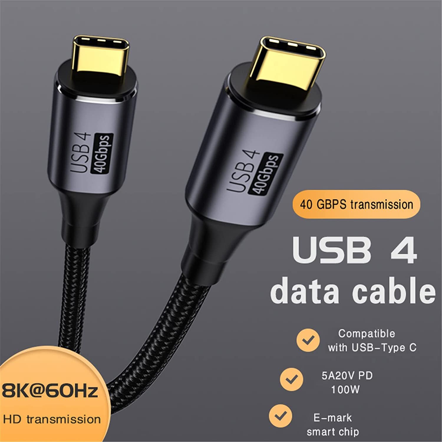 PremiumCord USB4 Gen 3x2 40Gbps 8K 60Hz 240W Thunderbolt 3 kabel 1,2m