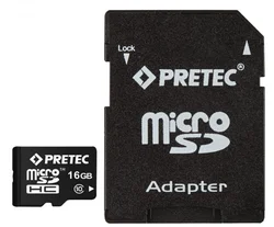 Pretec microSDHC 16GB Sclass 10 + adaptér na SD