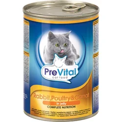 PreVital kočka králíčí, drůbeží s mrkví v želé, kousky 415 g