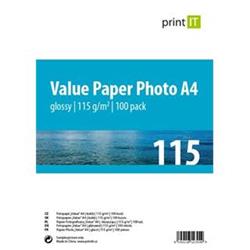 Print IT Value papír Photo A4 115 g/m2 Glossy 100pck/BAL PI-91 - Spotřební materiál
