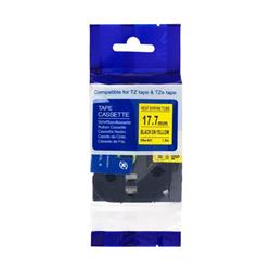 PRINTLINE kompatibilní páska s Brother HSe-641, 18mm, černý tisk/ žlutý podklad, bužírka
