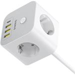 Prodlužovací kabel Baseus PowerCombo Cube 3x zásuvka + 3x USB + 1x USB-C 20W 1.5m bílý