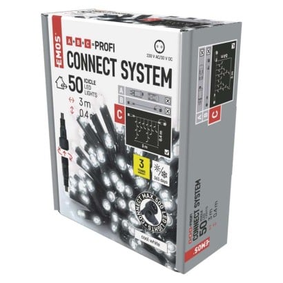 Profi LED spojovací řetěz černý – rampouchy, 3 m, venkovní, studená bílá