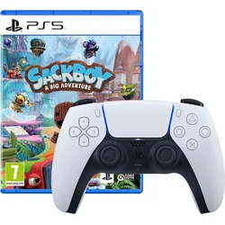 PS5 DualSense Wireless Controller, biely + hra Sackboy: A Big Adventure DS5+Sackboy