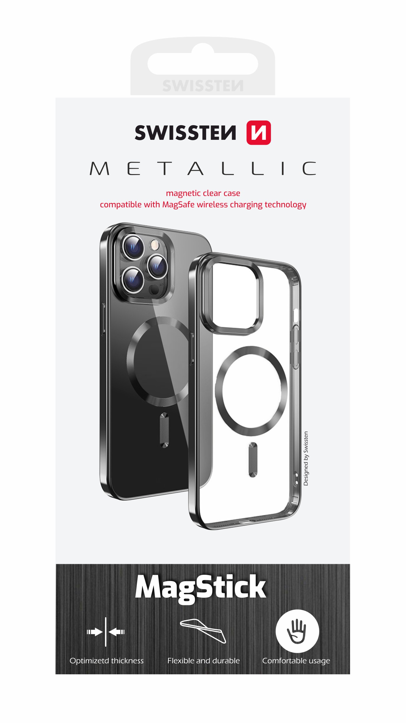 Puzdro Swissten Clear Jelly MagStick pre iPhone 14 Pro, čierne