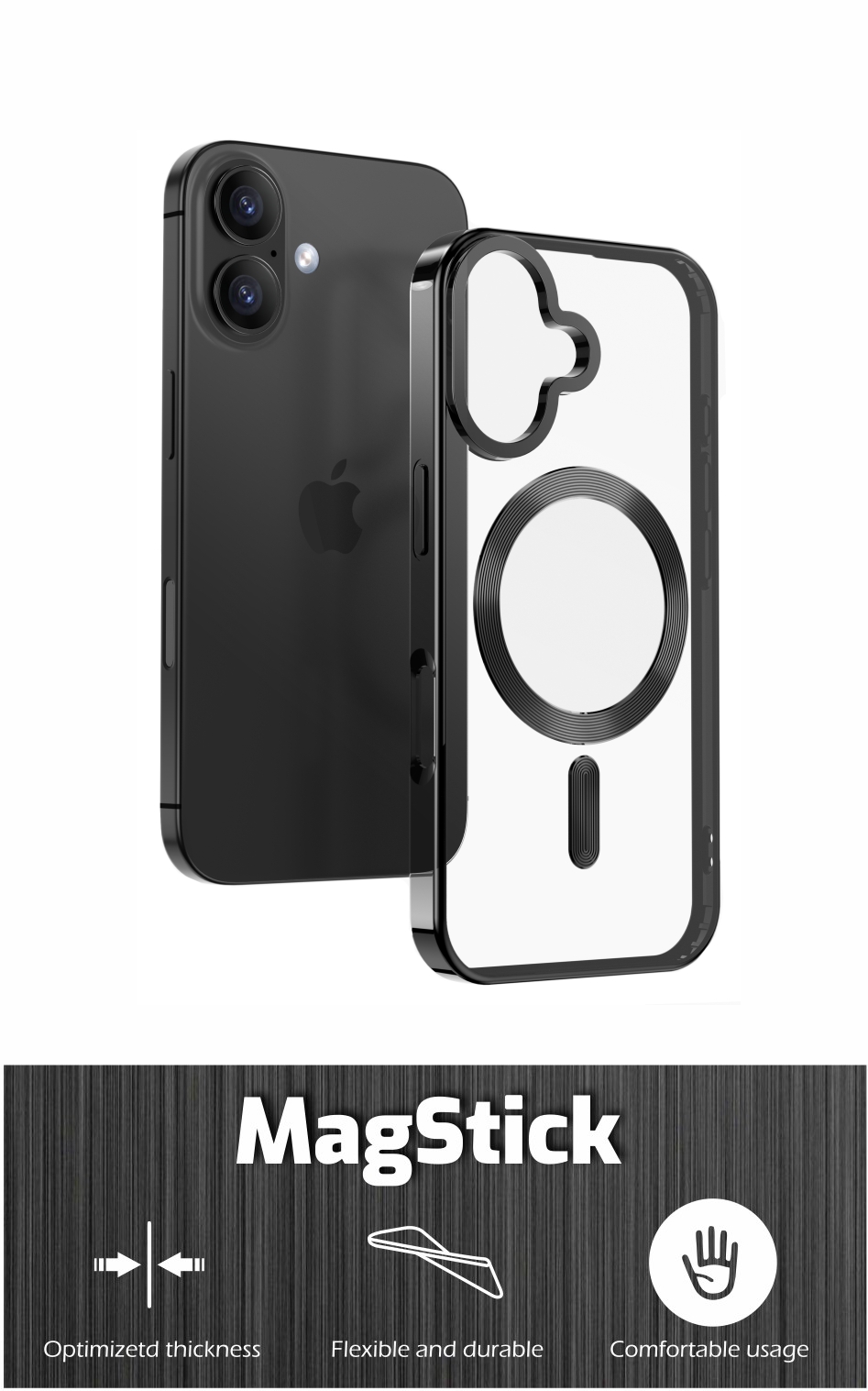 Puzdro Swissten Clear Jelly MagStick pre iPhone 17 Pro, čierne