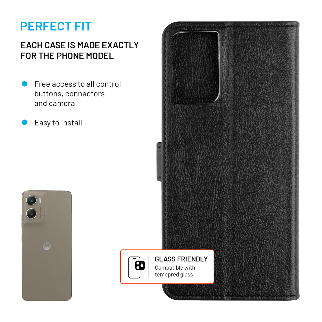 Puzdro typu kniha FIXED Opus pre Motorola Moto G06/Power, čierne