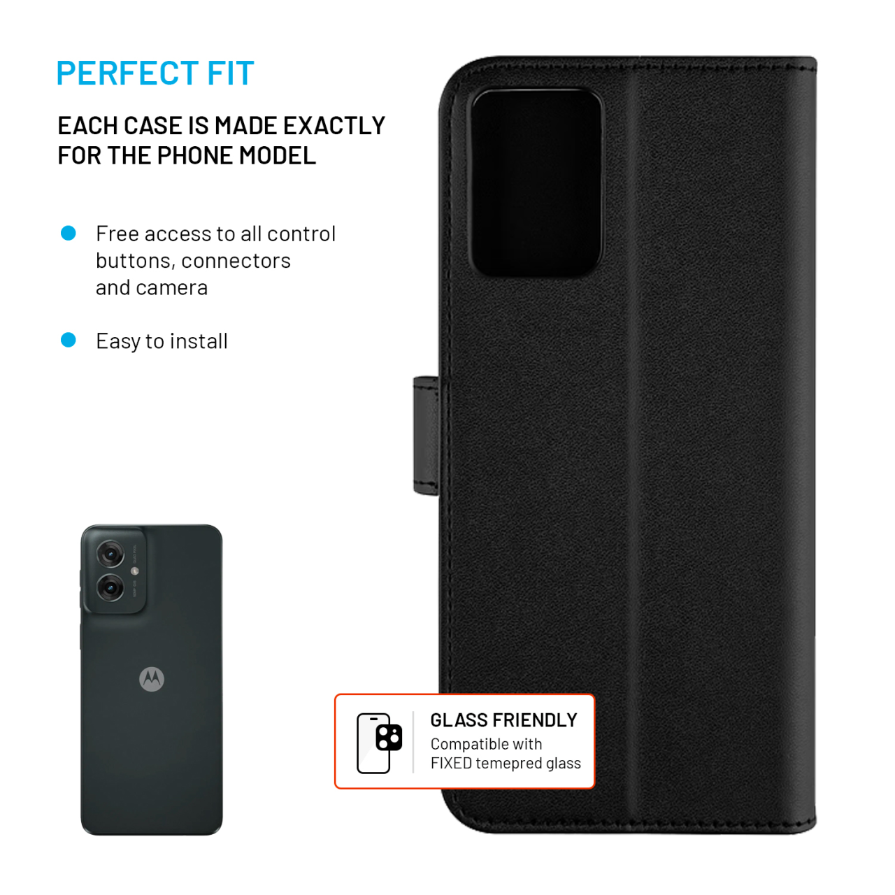 Puzdro typu kniha FIXED Opus pre Motorola Moto G55 5G, čierne