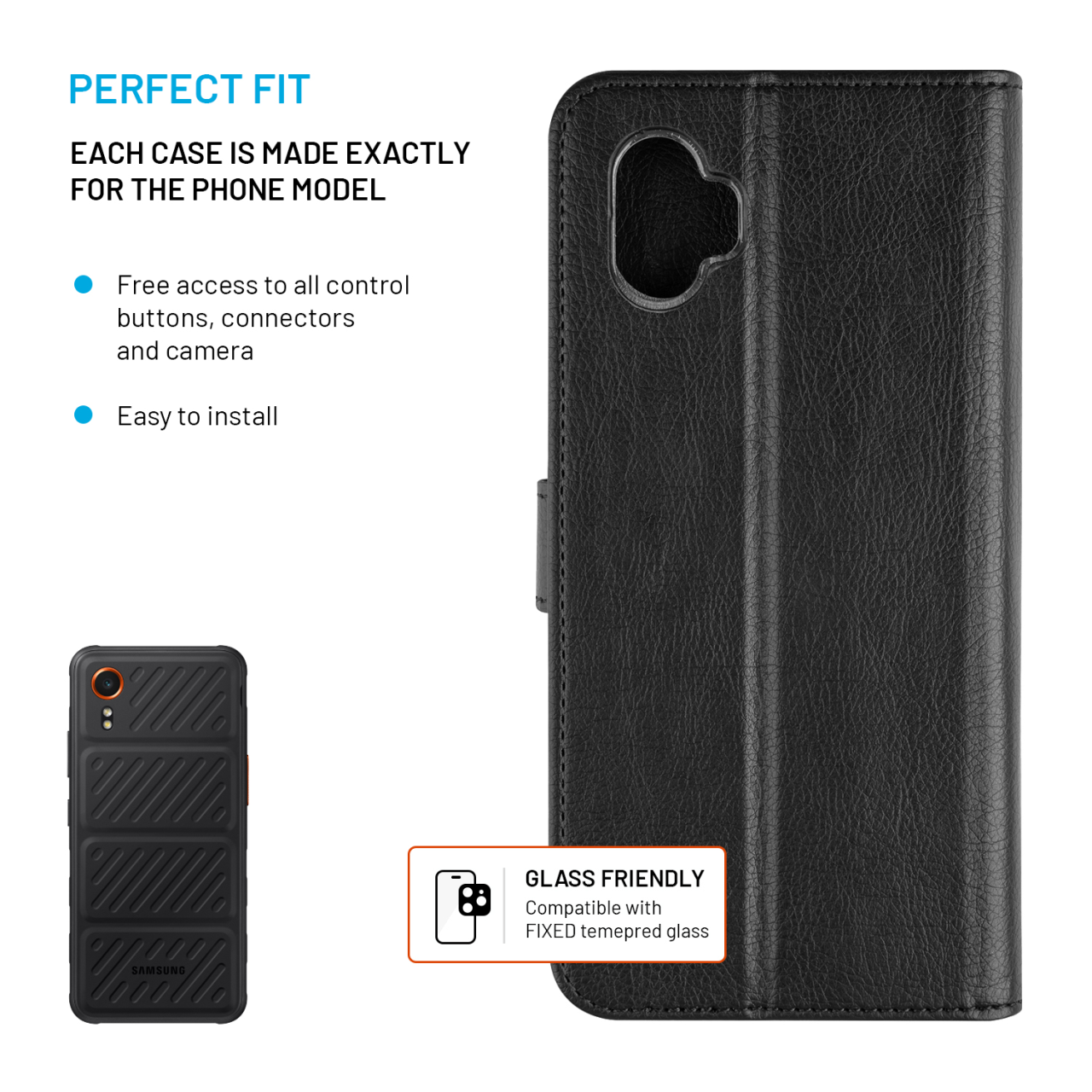 Puzdro typu kniha FIXED Opus pre Samsung Galaxy Xcover 7 Pro, čierne
