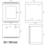 RACK DATACOM 10" nástenný rozvádzač 9U/280 mm 7012
