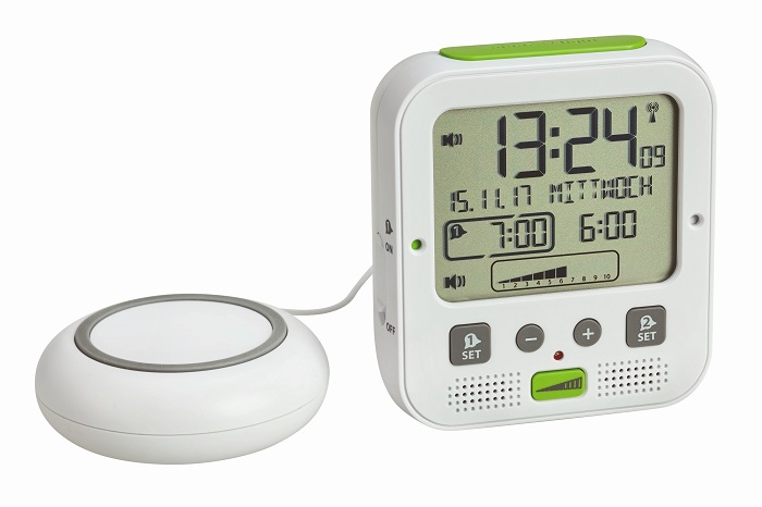 Rádiově řízený budík s vibrační jednotkou a extra hlasitým zvoněním