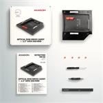 Rám AXAGON RSS-CD09 pre 2,5" SSD/HDD pre slot DVD, 9,5 mm, LED, hliník