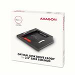 Rám AXAGON RSS-CD09 pre 2,5" SSD/HDD v slote DVD, 9,5 mm, LED, hliník