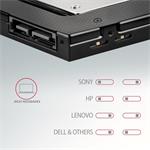 Rám AXAGON RSS-CD12 pre 2,5" SSD/HDD v slote DVD, 12,7 mm, LED, hliník