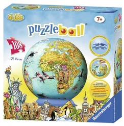 Ravensburger - Dětská mapa světa puzzleball, 108 dílků