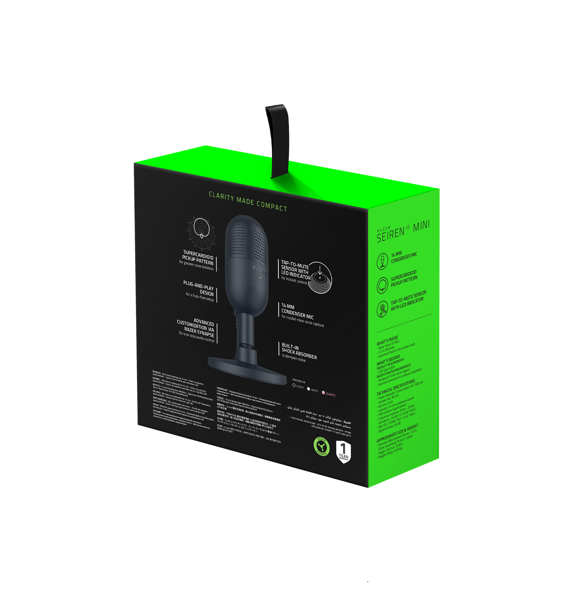 Razer SEIRÉN V3 MINI Black Ultra-Compact USB Microphone with Tap-to-Mute