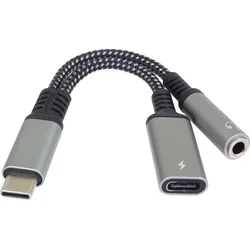 Redukce USB-C /3,5mm jack s DAC chipem + USB-C pro nabíjení 13cm
